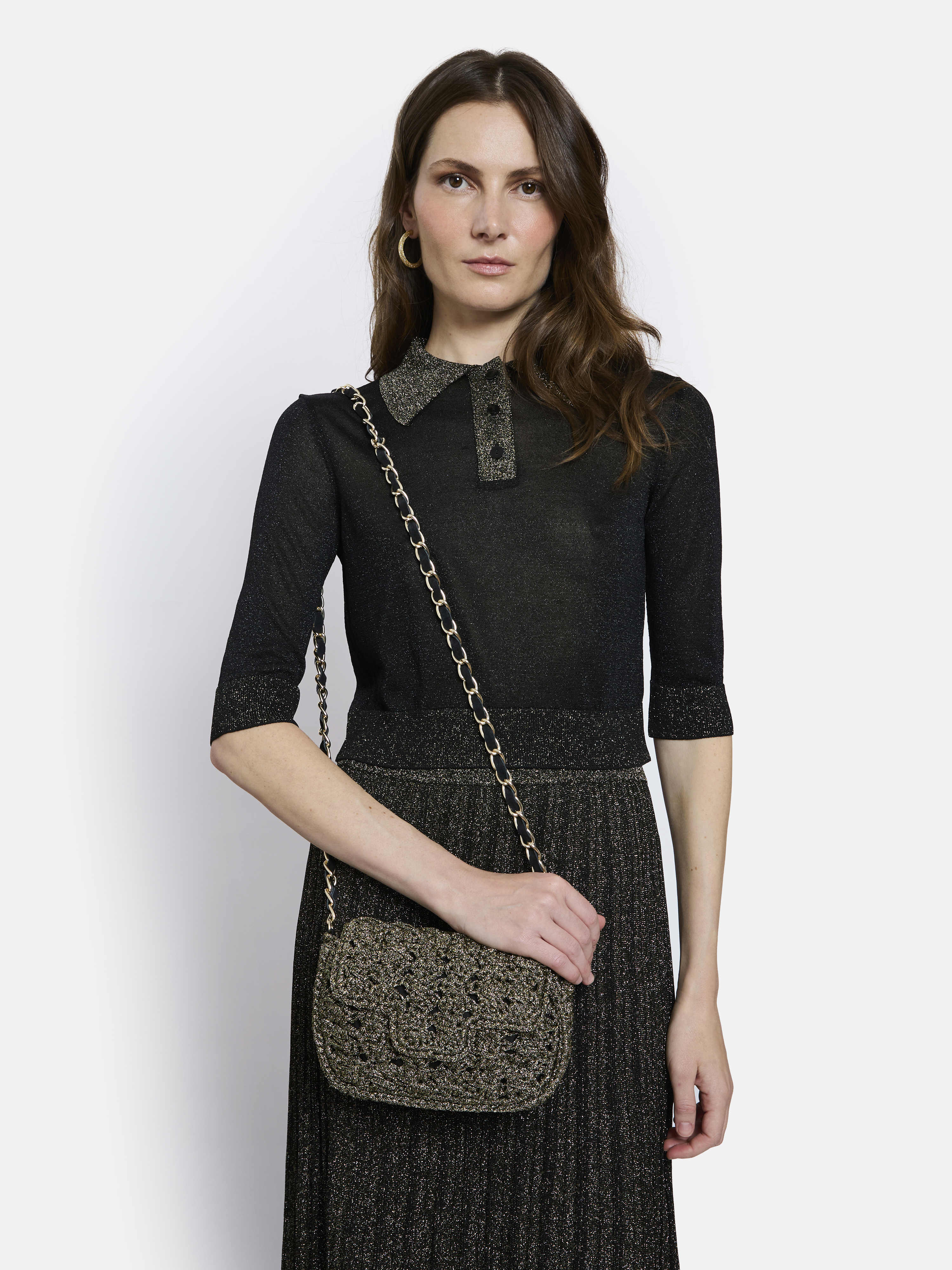 SAC FENICE CARRE WHITE GOLD NOIR