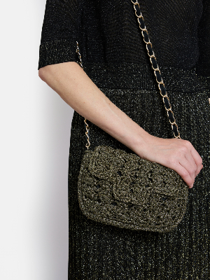 SAC FENICE CARRE WHITE GOLD NOIR