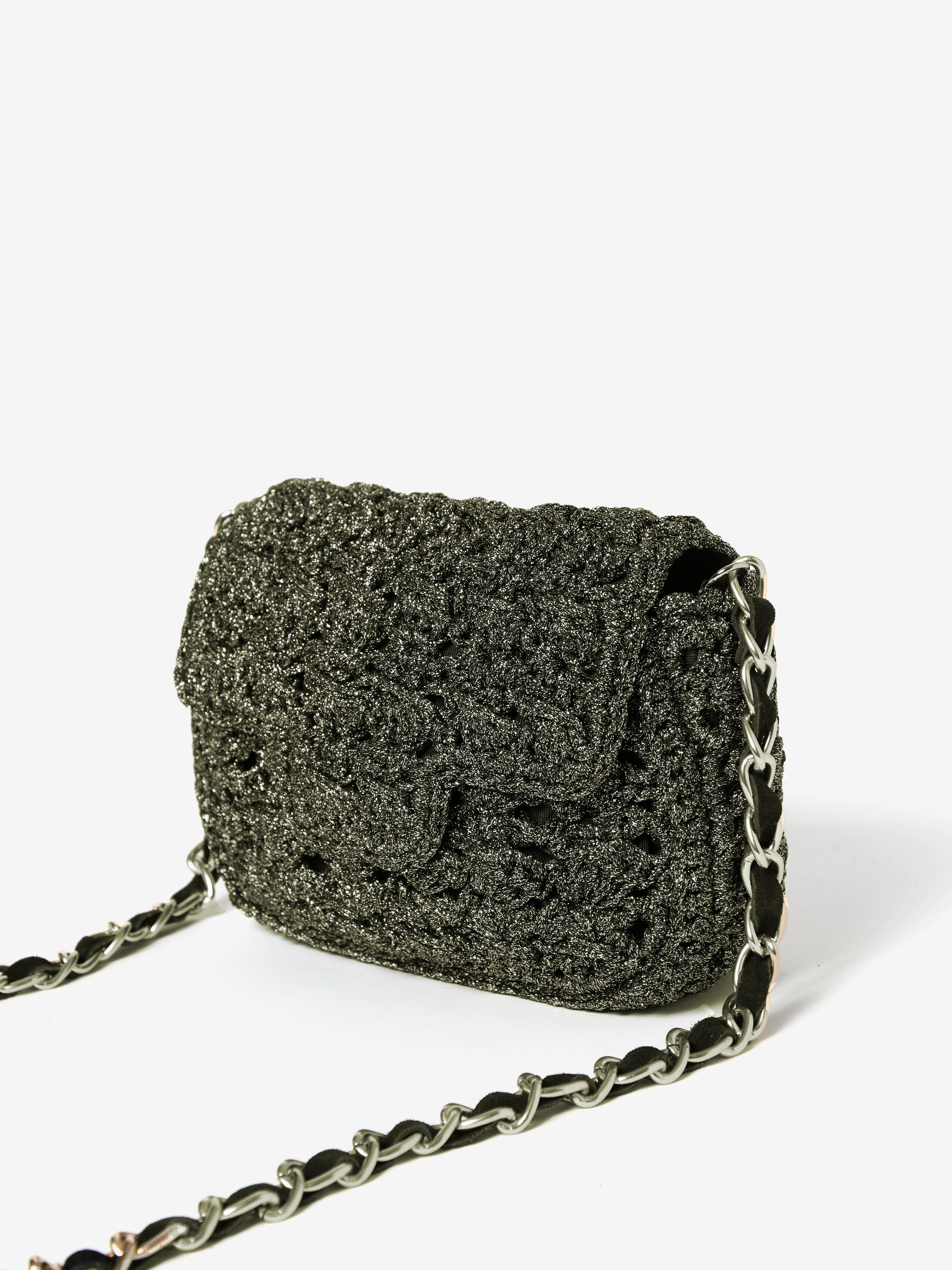 SAC FENICE CARRE WHITE GOLD NOIR