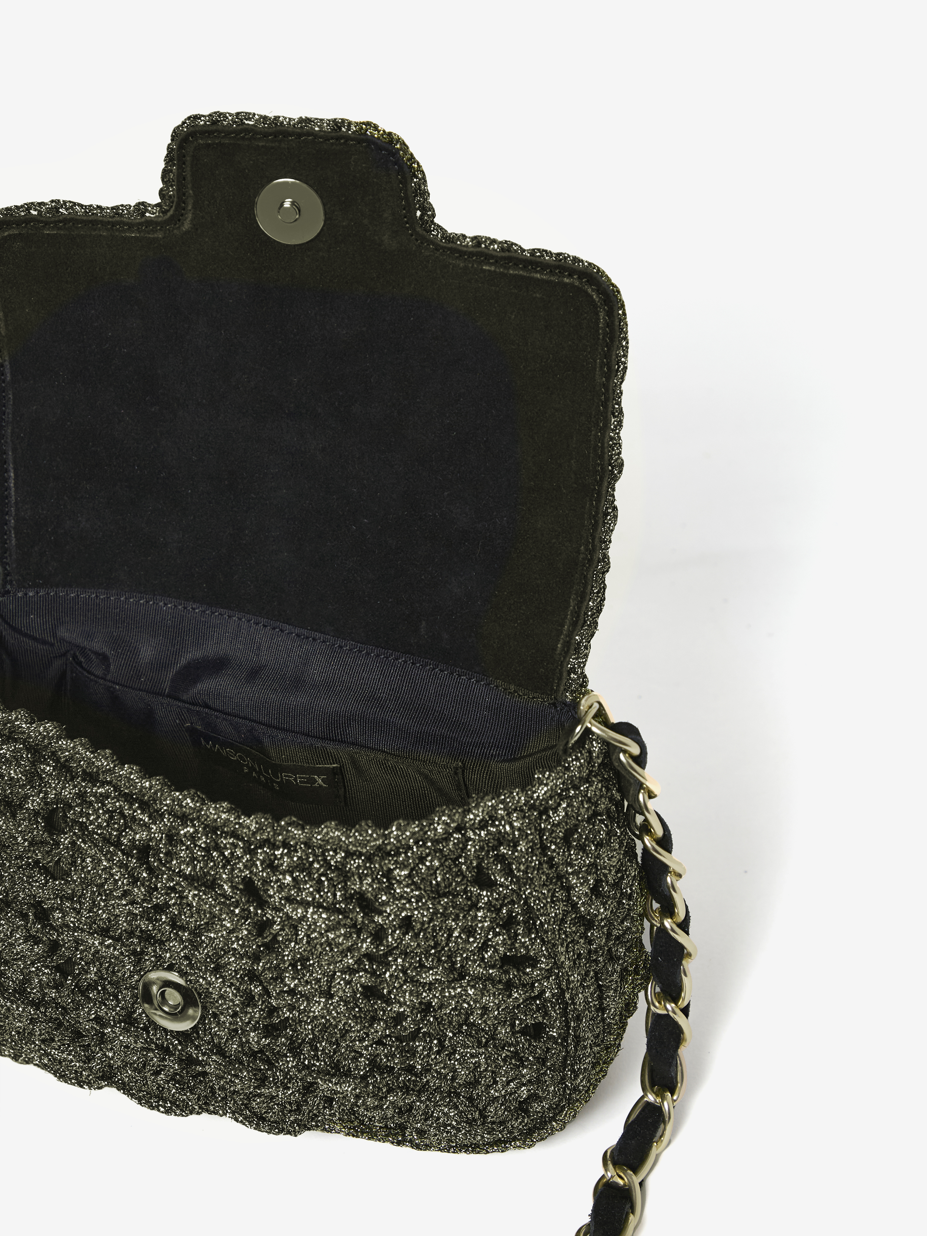 SAC FENICE CARRE WHITE GOLD NOIR