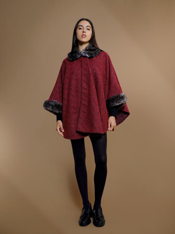 PONCHO CHAMBORD ROUGE ET NOIR