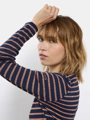 ROBE MARINIERE  LUREX® MARINE-ROSE